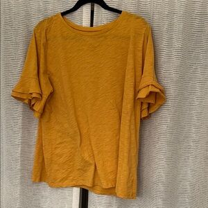 LOFT Yellow Ruffle Sleeve Tee